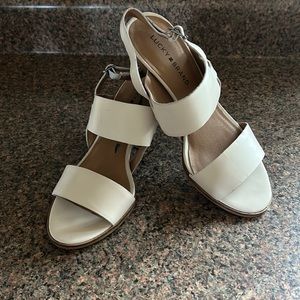 Lucky Brand Cream Double-Strap Leather Sandals
